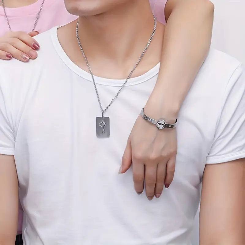 Pulsera de pareja de acero inoxidable