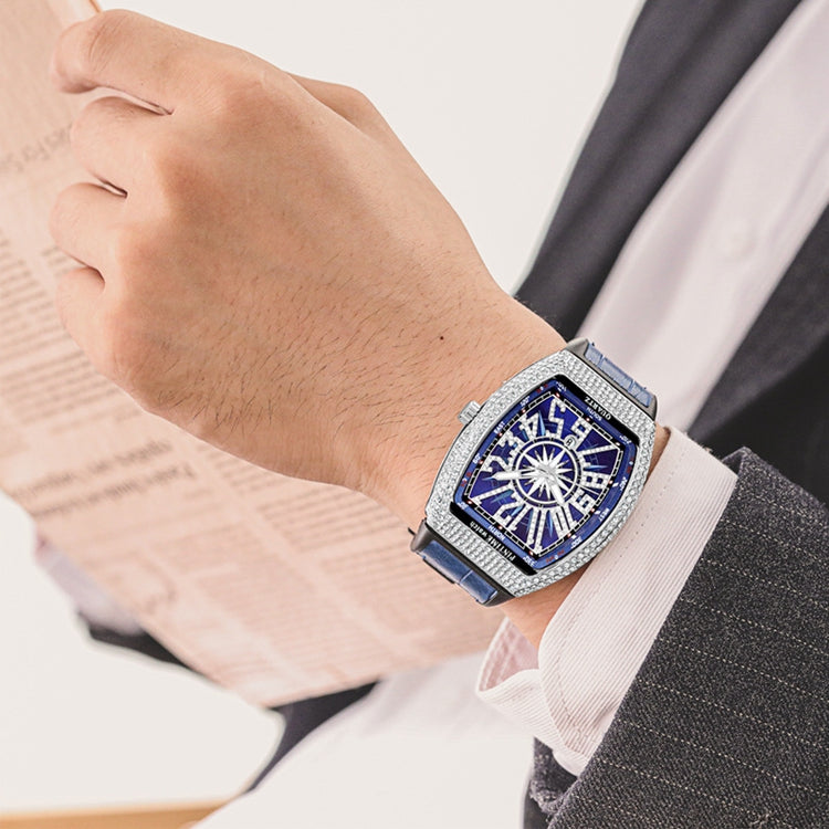 RELOJ DE PULSERA DE CUARZO CON BARRIL DE DIAMANTE PARA HOMBRE